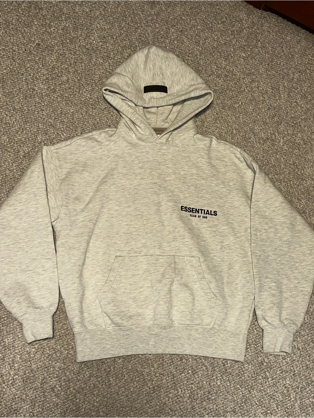 Essentials Light Gray Hoodie with Chest Logo